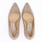 Jimmy Choo Honey Gold Shimmer Suede Crystals Romy 85 pumps