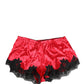 Dolce & Gabbana Red Silk Satin Lace Trim Pajama Shorts Sleepwear