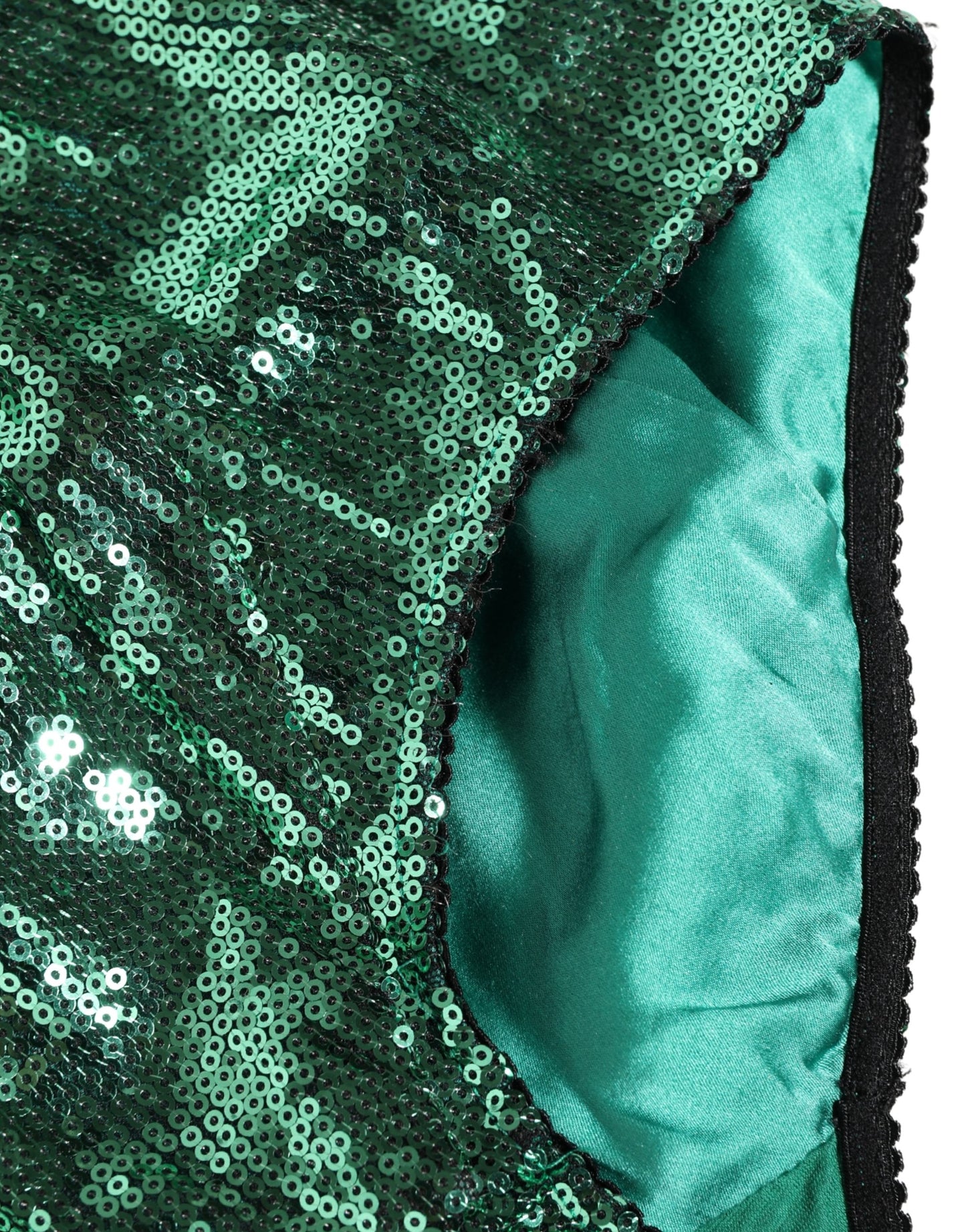 Dolce & Gabbana Green Sequin Nylon High Waist Girdle Underwear