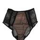 Dolce & Gabbana Black Sheer Polka Dot Lace High Waist Brief Underwear