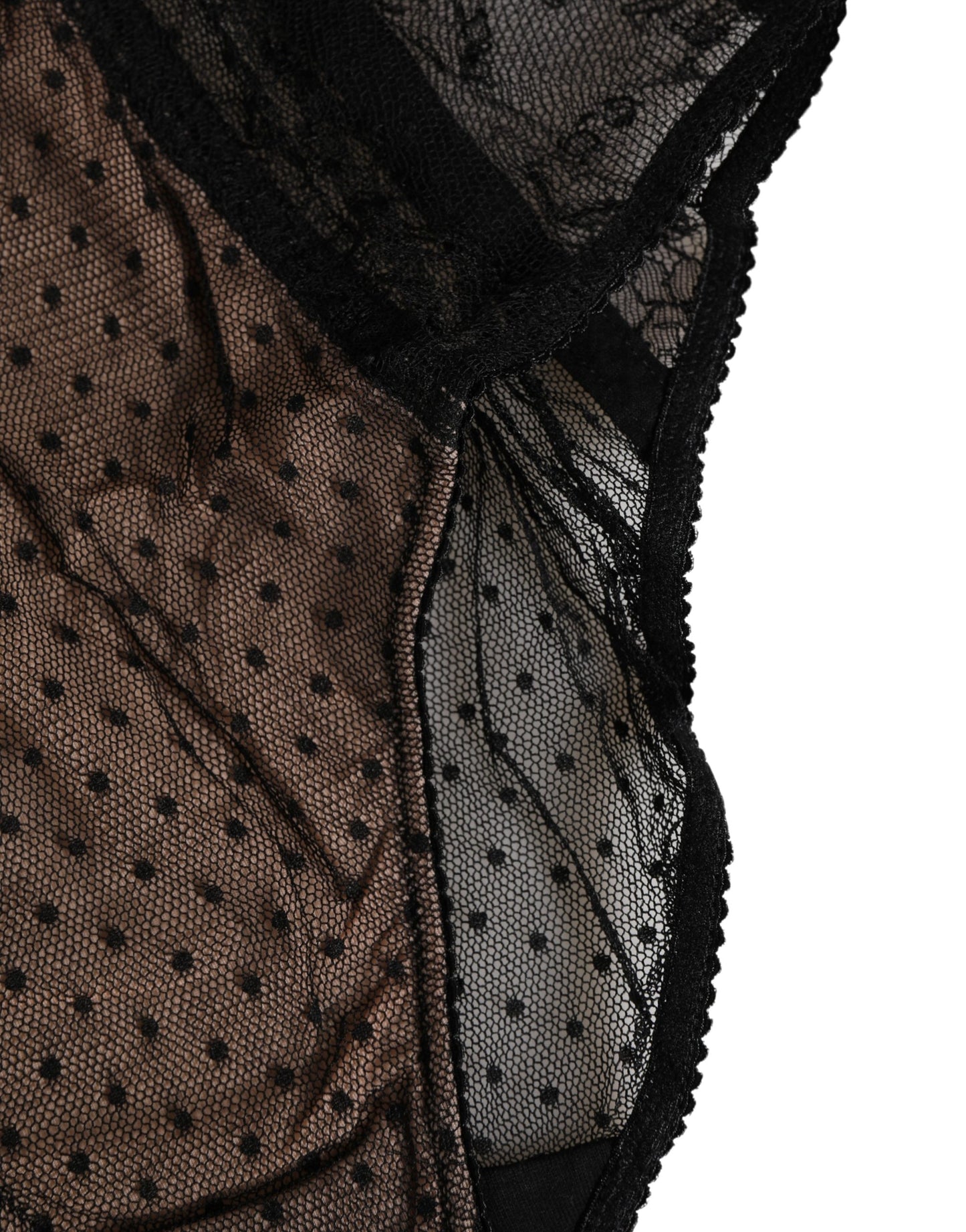 Dolce & Gabbana Black Sheer Polka Dot Lace High Waist Brief Underwear