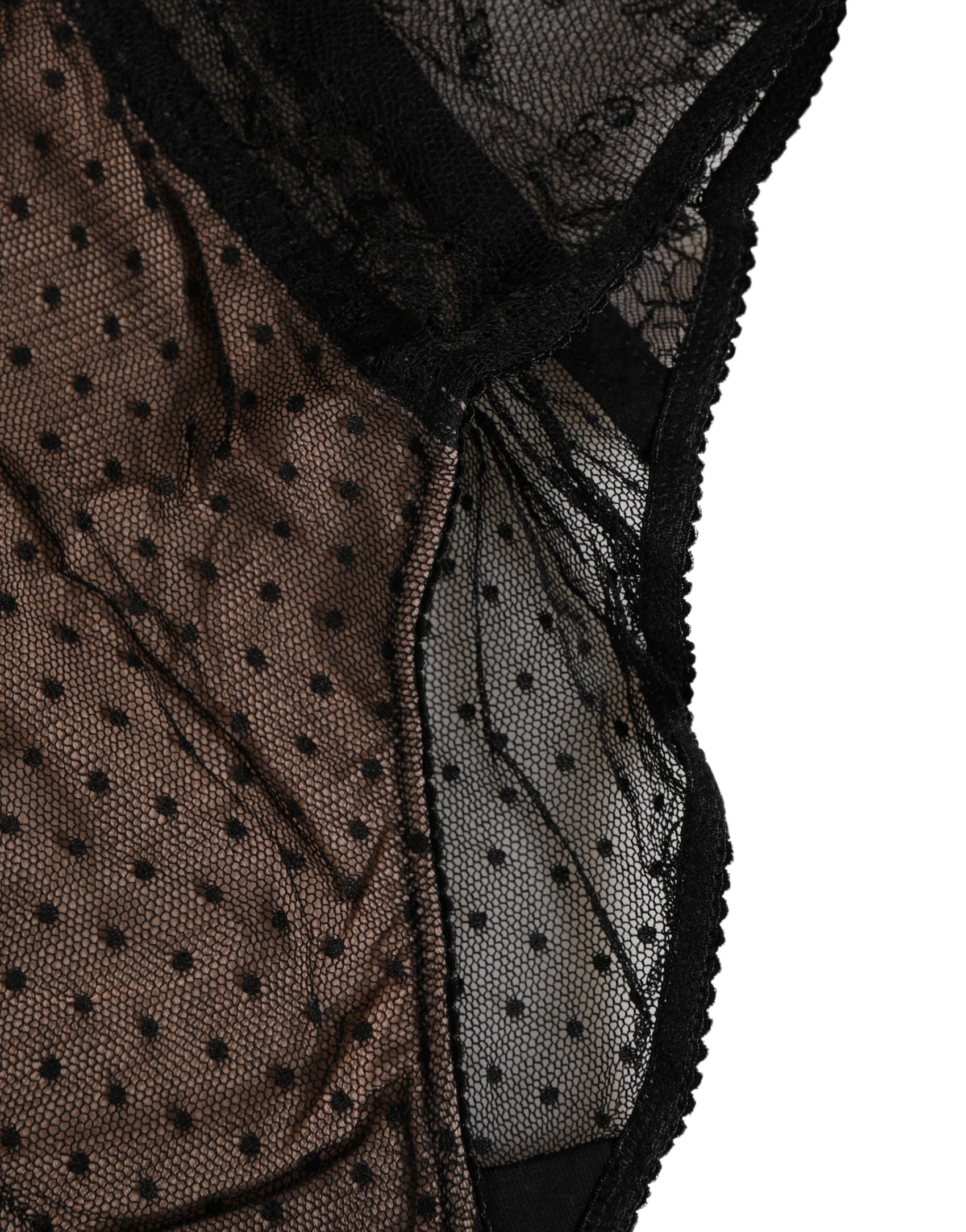 Dolce & Gabbana Black Sheer Polka Dot Lace High Waist Brief Underwear