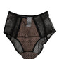 Dolce & Gabbana Black Sheer Polka Dot Lace High Waist Brief Underwear