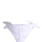 Dolce & Gabbana White Nylon DG Logo Plaque Bikini Bottom Swimwear