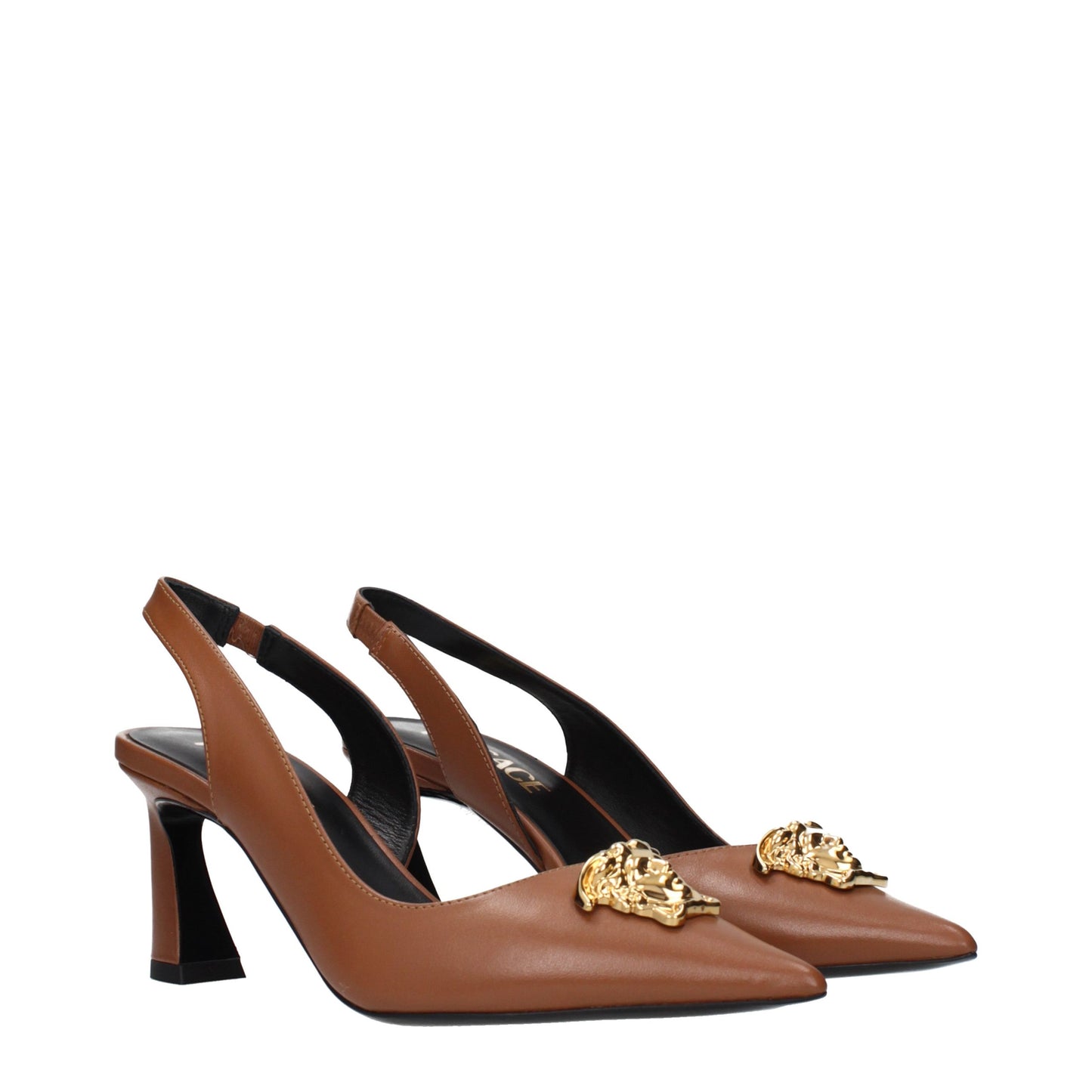 Versace Brown Leather High Heel Pumps