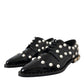 Dolce & Gabbana Black Leather Faux Pearl Dress Brogue Shoes