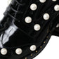 Dolce & Gabbana Black Leather Faux Pearl Dress Brogue Shoes