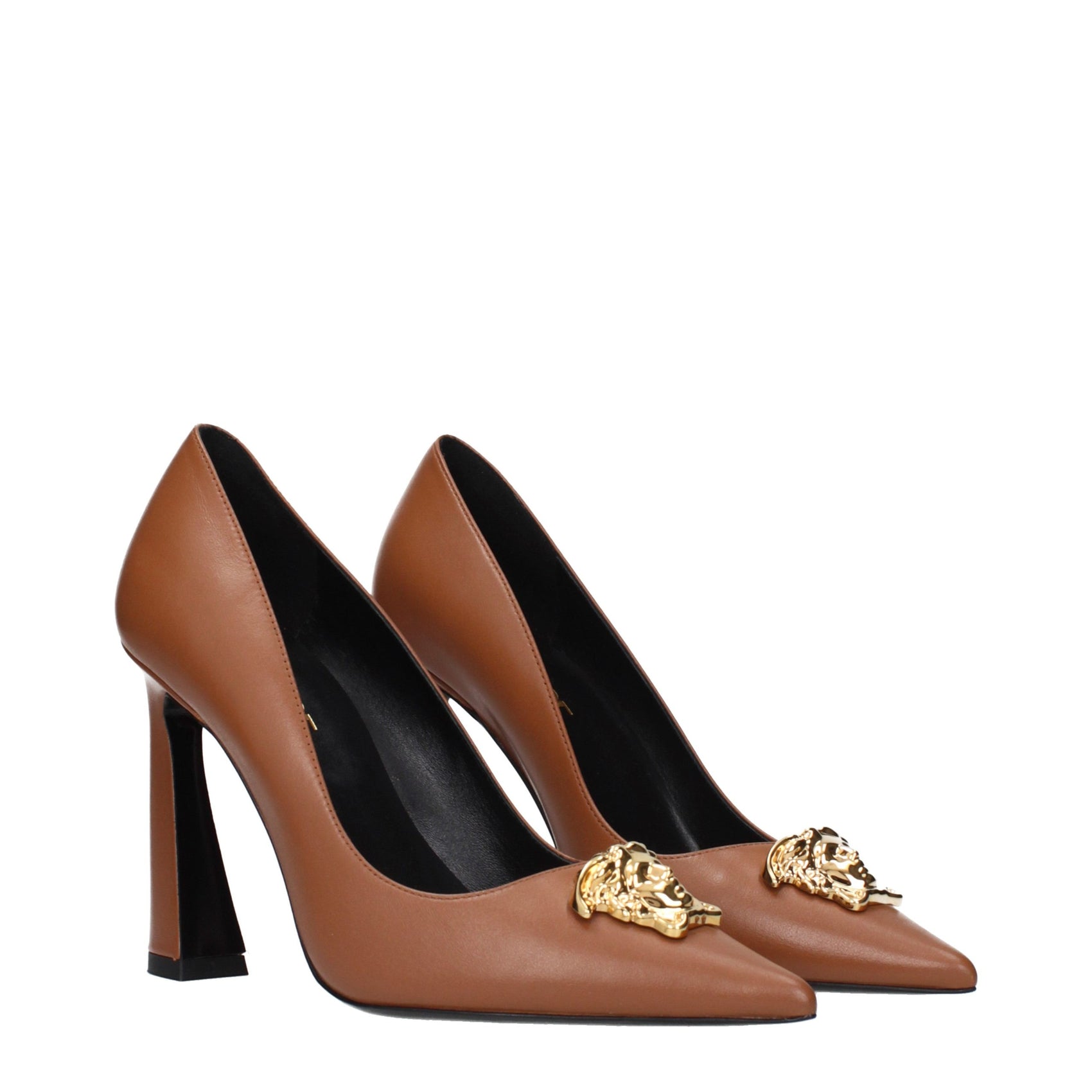 Versace Brown Leather High Heel Pumps