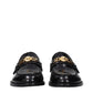 Versace Black Leather Slip-On Loafers
