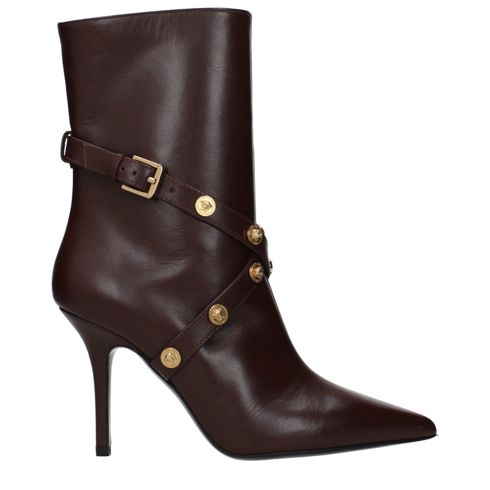 Versace Brown Leather Ankle Boots