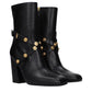 Versace Black Leather Ankle Boots