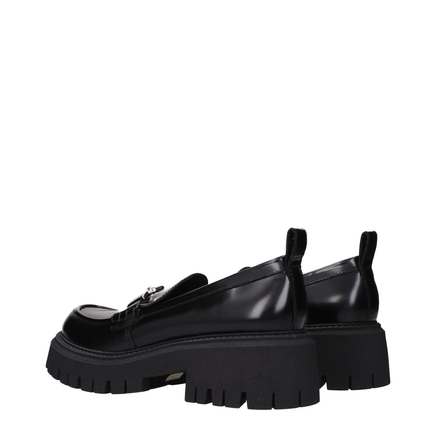 Versace Black Leather Platform Loafers