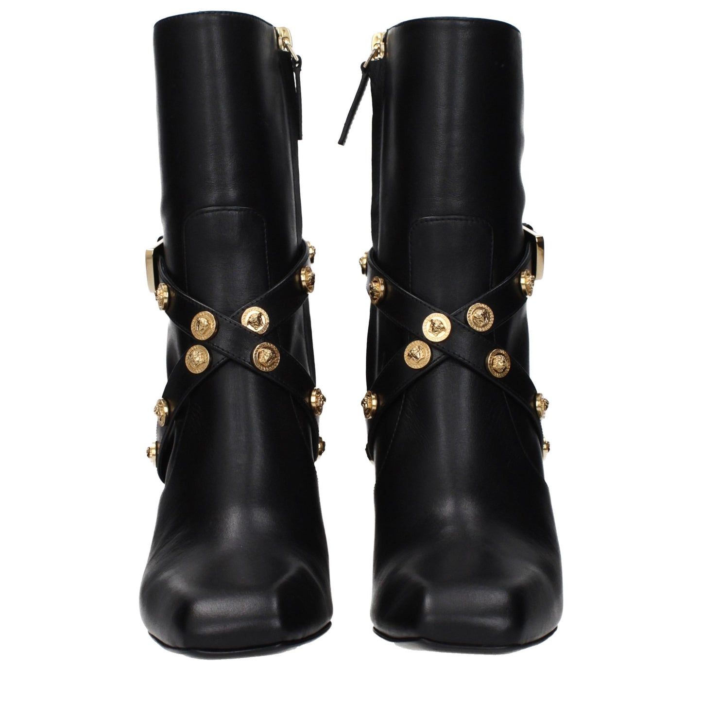 Versace Black Leather Ankle Boots