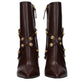 Versace Brown Leather Ankle Boots
