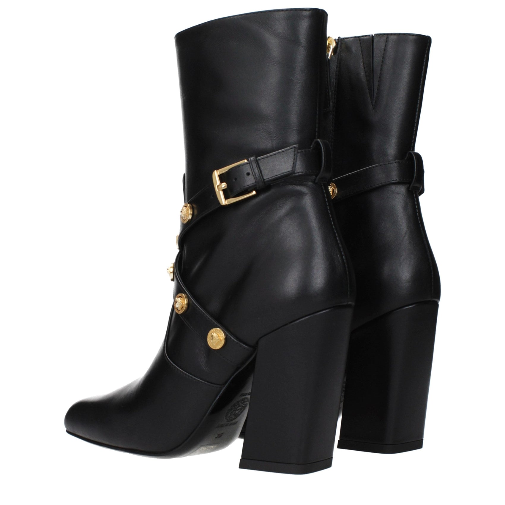 Versace Black Leather Ankle Boots