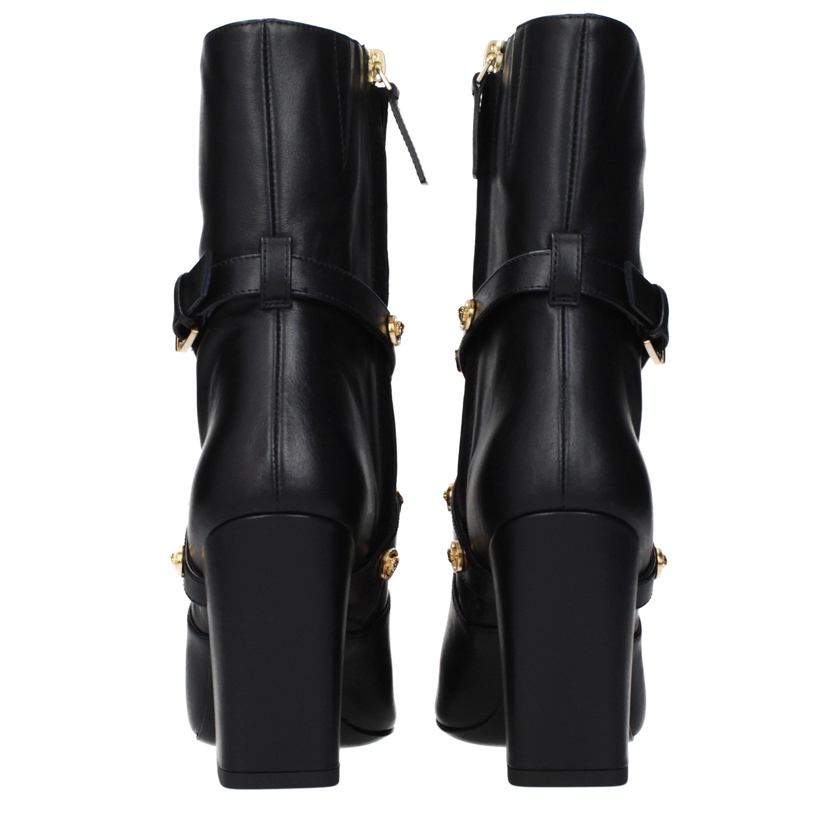 Versace Black Leather Ankle Boots