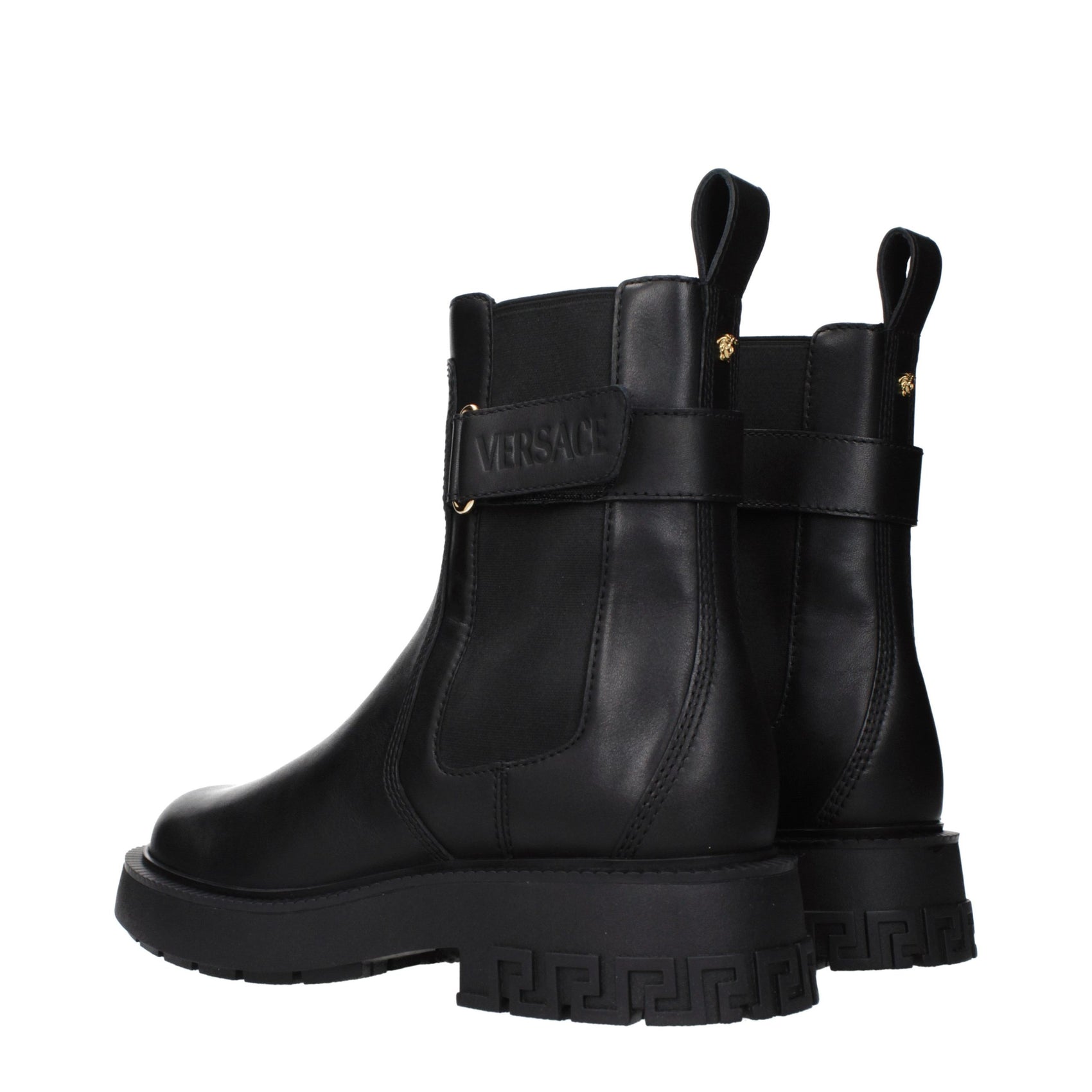 Versace Black Leather Ankle Boots