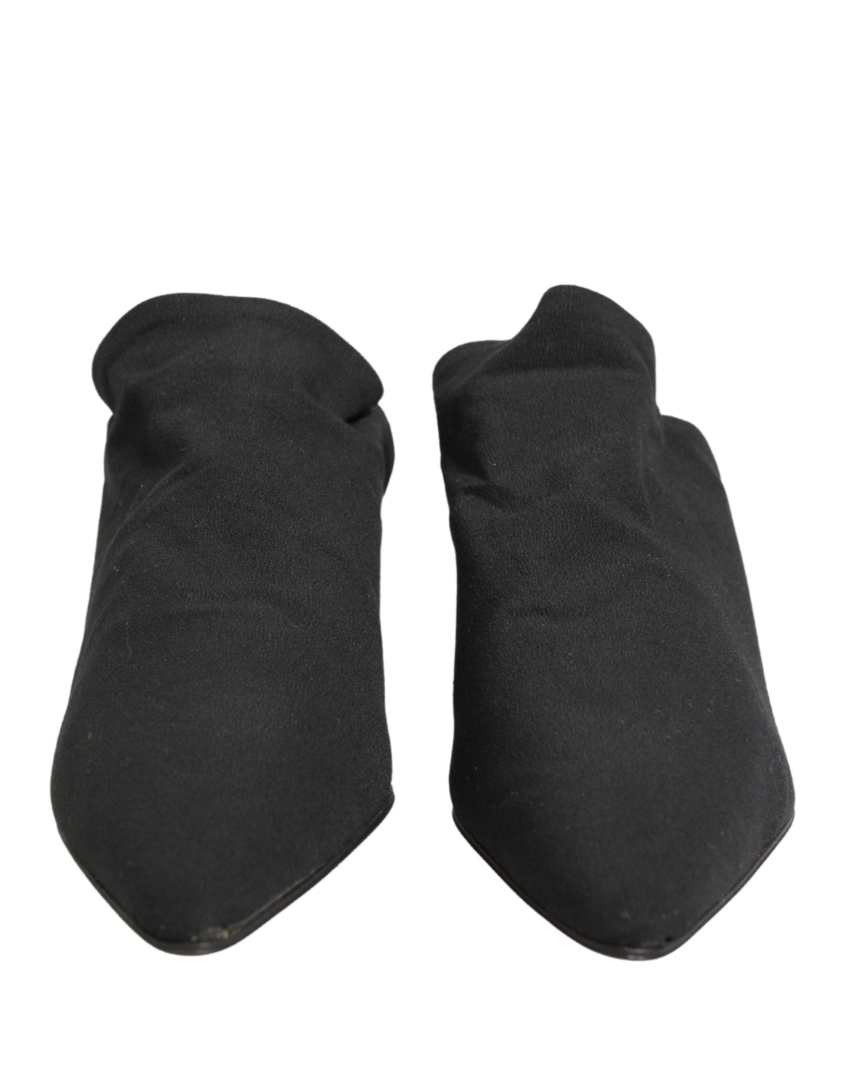Dolce & Gabbana Black Suede Heel Mule Shoes