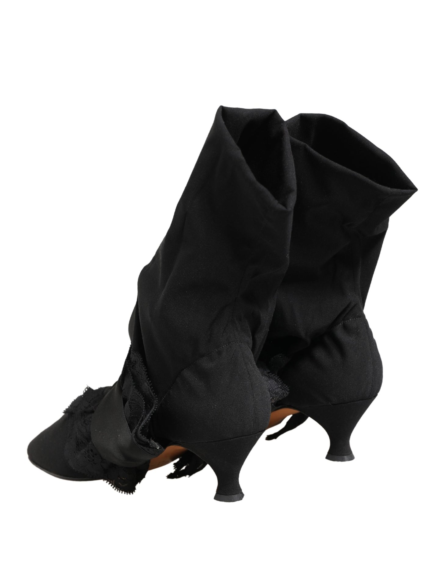 Dolce & Gabbana Black Suede Mid Calf Boots Shoes
