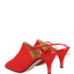 Dolce & Gabbana Red Suede Heel Slingback Shoes