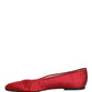 Dolce & Gabbana Red Satin Fabric Ballet Slip On Flats Shoes