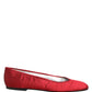 Dolce & Gabbana Red Satin Fabric Ballet Slip On Flats Shoes