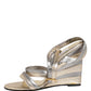 Dolce & Gabbana Gold Silver Leather Wedge Heels Sandals Shoes