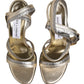 Dolce & Gabbana Gold Silver Leather Wedge Heels Sandals Shoes