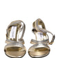 Dolce & Gabbana Gold Silver Leather Wedge Heels Sandals Shoes
