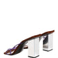 Dolce & Gabbana Silver Block Heels Slip On Sandals Shoes