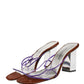 Dolce & Gabbana Silver Block Heels Slip On Sandals Shoes