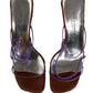 Dolce & Gabbana Silver Block Heels Slip On Sandals Shoes