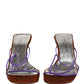 Dolce & Gabbana Silver Block Heels Slip On Sandals Shoes
