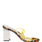 Dolce & Gabbana Multicolor Leather Block Heels Sandals Shoes