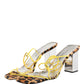 Dolce & Gabbana Multicolor Leather Block Heels Sandals Shoes