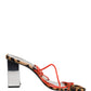 Dolce & Gabbana Multicolor Leather Block Heels Sandals Shoes