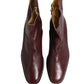 Dolce & Gabbana Maroon Leather Flats Biker Ankle Boots Shoes