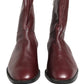 Dolce & Gabbana Maroon Leather Flats Biker Ankle Boots Shoes