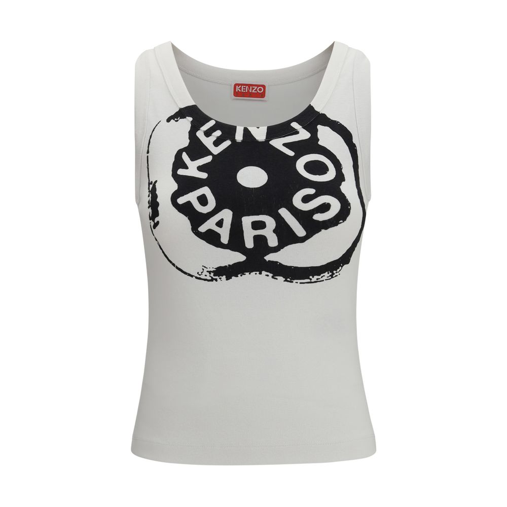 Kenzo White Cotton Sleeveles T-Shirt