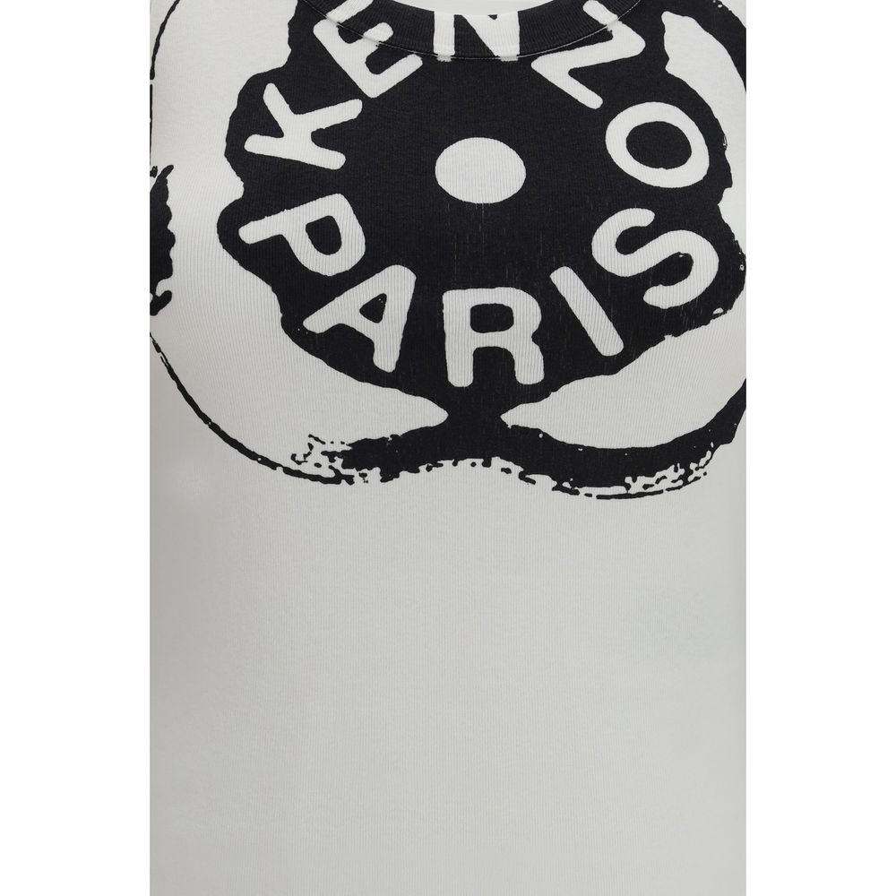 Kenzo White Cotton Sleeveles T-Shirt