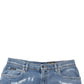 Dolce & Gabbana Blue Cotton Distressed Denim Bermuda Shorts