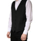 Dolce & Gabbana Black Wool Single Breasted Men Waistcoat Vest