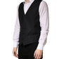 Dolce & Gabbana Black Wool Single Breasted Men Waistcoat Vest