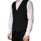 Dolce & Gabbana Black Wool Single Breasted Men Waistcoat Vest