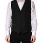 Dolce & Gabbana Black Wool Single Breasted Men Waistcoat Vest