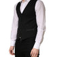 Dolce & Gabbana Black Wool Single Breasted Men Waistcoat Vest
