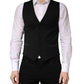 Dolce & Gabbana Black Wool Single Breasted Men Waistcoat Vest