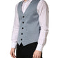 Dolce & Gabbana Gray Wool Single Breasted Men Waistcoat Vest