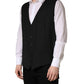Dolce & Gabbana Black Wool Single Breasted Waistcoat Vest