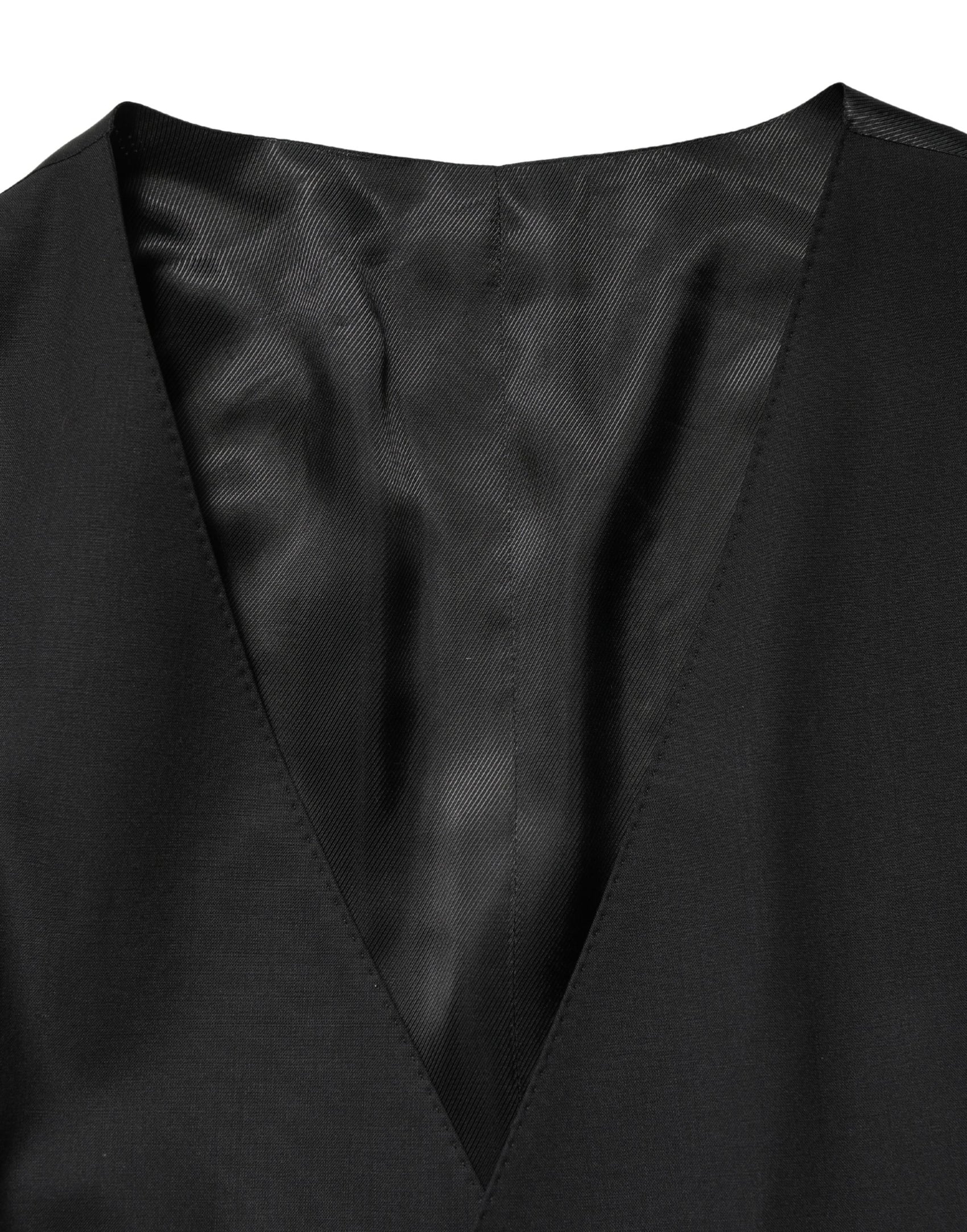 Dolce & Gabbana Black Wool Single Breasted Waistcoat Vest